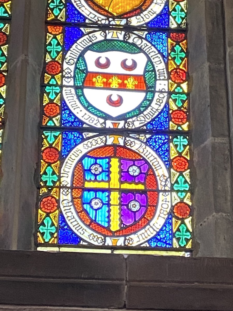 Found this Burton coat of arms in Shrewsbury Abbey. Very happy to see the Yorkist symbolism in it. Might have to adopt it? 🤔