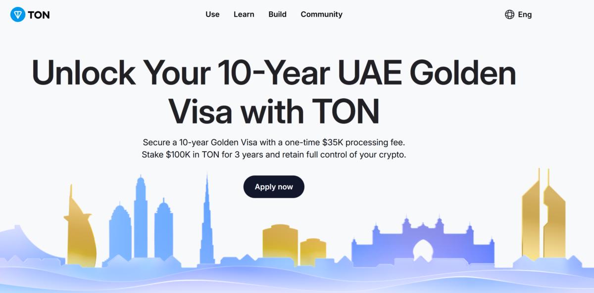 TON has partnered with the UAE!

💎 x 🇦🇪

<a href="/ton_blockchain/">TON 💎</a> has unveiled a new pathway to UAE residency, offering 10-year Golden Visas to applicants who stake $100,000 worth of TON) for three years and pay a one-time $35,000 processing fee.