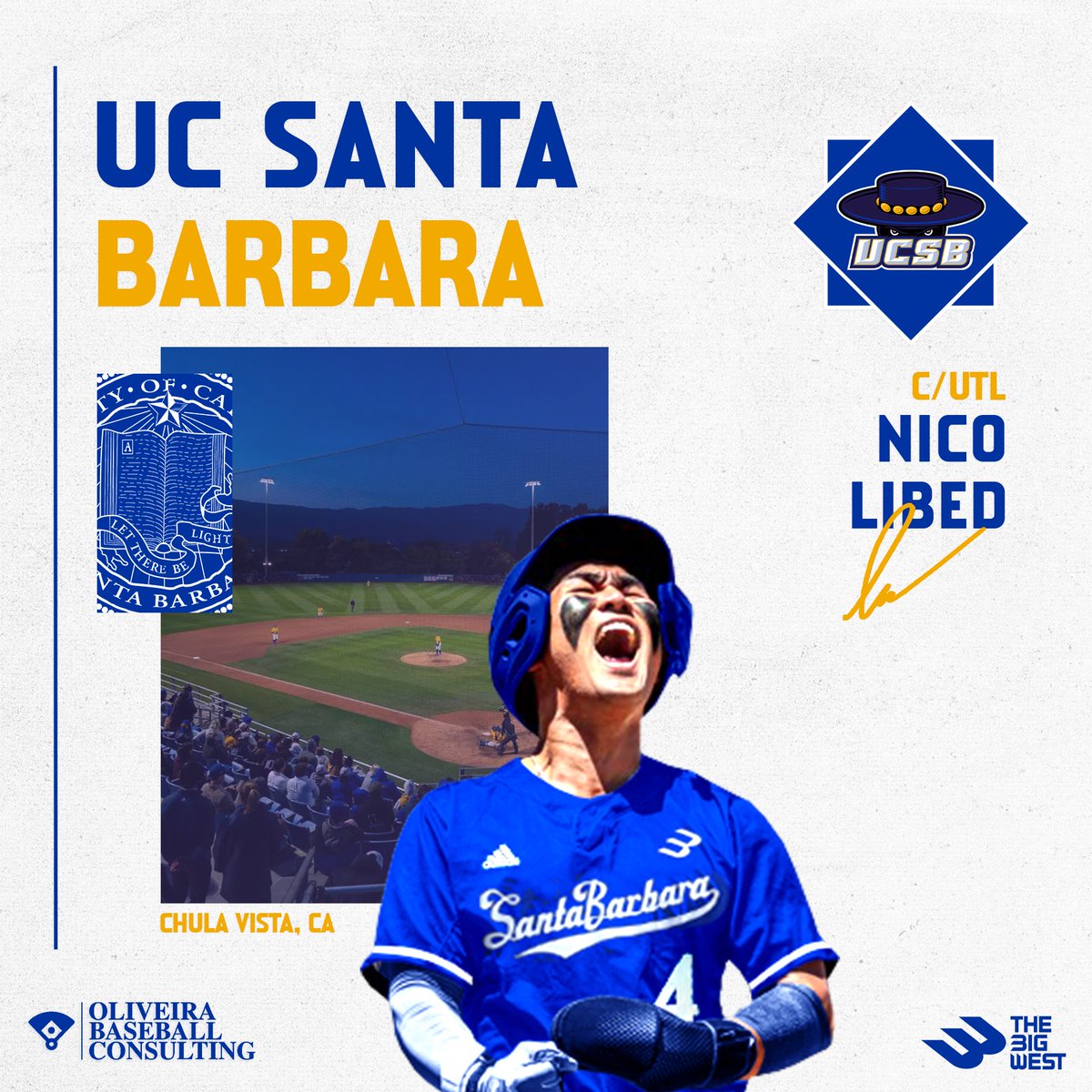 Congrats to Nico Libed on his commitment to the University of California, Santa Barbara. The Gauchos are bringing an athletic backstop to the central coast. Fired up for the Libed family #UCSB #GoChos #BigWest #Committed #OBC