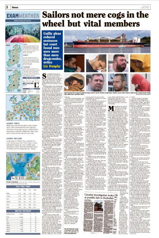 LizDunphy1's tweet image. Coverage from Friday's sentencing of eight men to a combined 129 years in jail for their involvement in a foiled plot to smuggle 2.2t cocaine through Irish waters