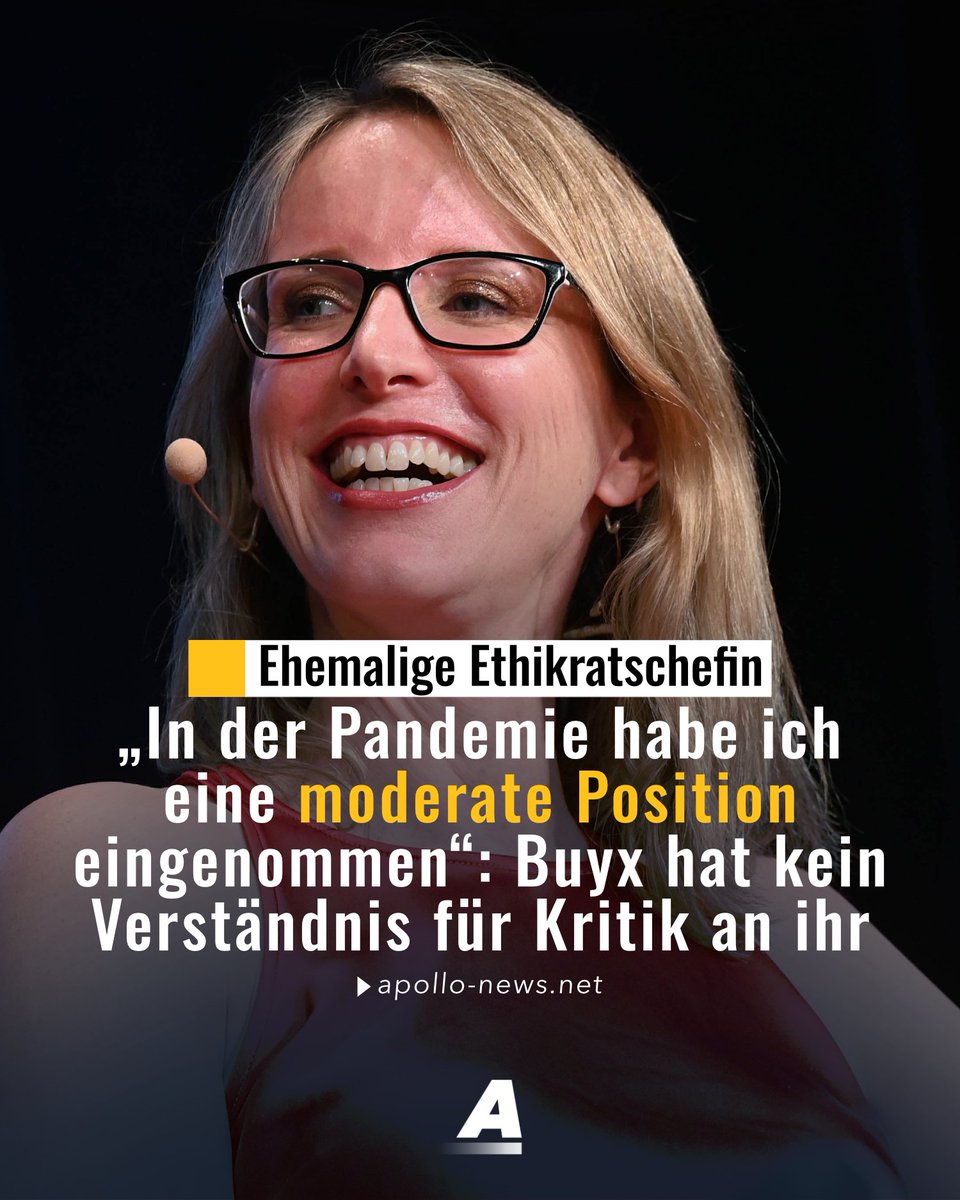 Alena Buyx hat kein Verständnis für die Kritik an ihr. In den sozialen Medien sei „viel Quatsch unterwegs“. „In der Pandemie habe ich eine moderate Position eingenommen“, beteuert die ehemalige Ethikratschefin.
apollo-news.net/in-der-pandemi…
