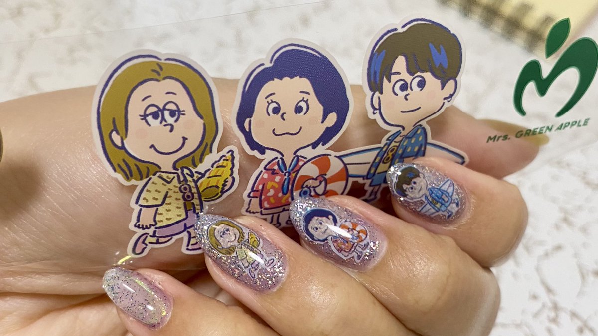 ミセスネイル 番外編でマイネイルです💅 好きすぎて。 Mrs.GREEN APPLE🍏 推しネイル