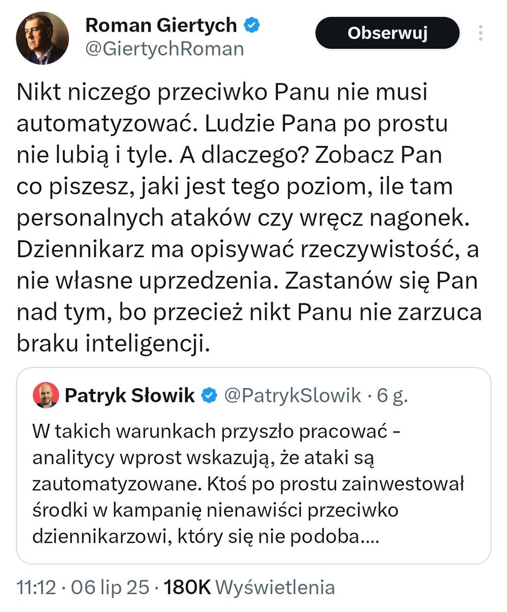 Ciekawe, że akurat Roman poczuł się w obowiązku zabrać głos...