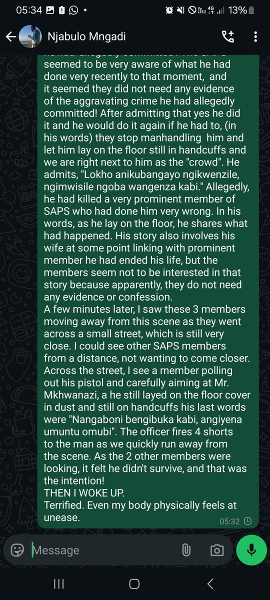 man6arts's tweet image. I might regret posting these, but I now have a feeling I will regret not posting.
I wrote this dream I had about 2 months ago about honorable general Nhlanhla Mkhwanazi. This is very weird, I know. It's the first time I'm sharing, I had only sent it to my other WhatsApp number.