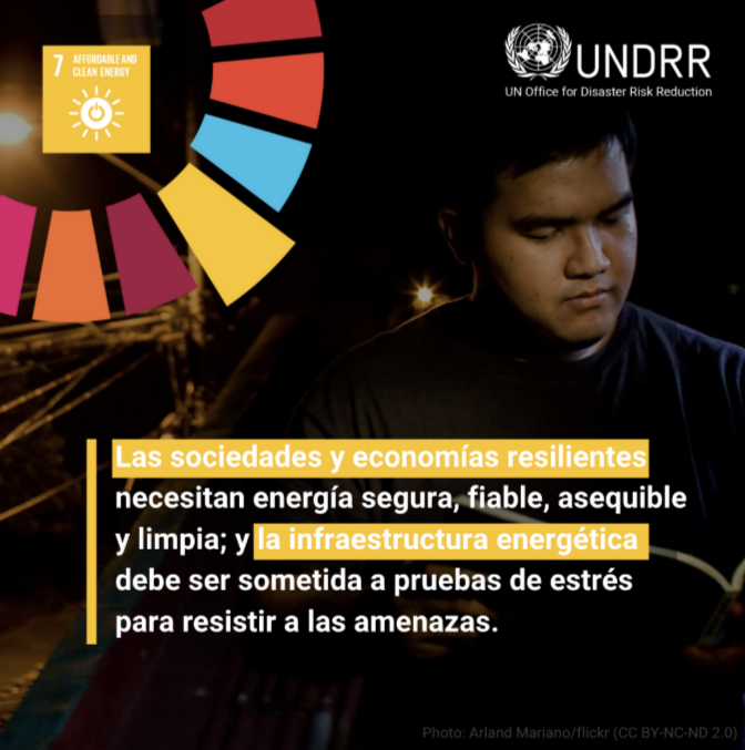 Los desastres amenazan con arrebatar valiosos logros en el desarrollo y obstaculizar el avance hacia los Objetivos de Desarrollo Sostenible (ODS). 
🌐 Descubre más sobre el #ODS7 y la #RRD ➡️ ow.ly/O8KL50Wl1HW