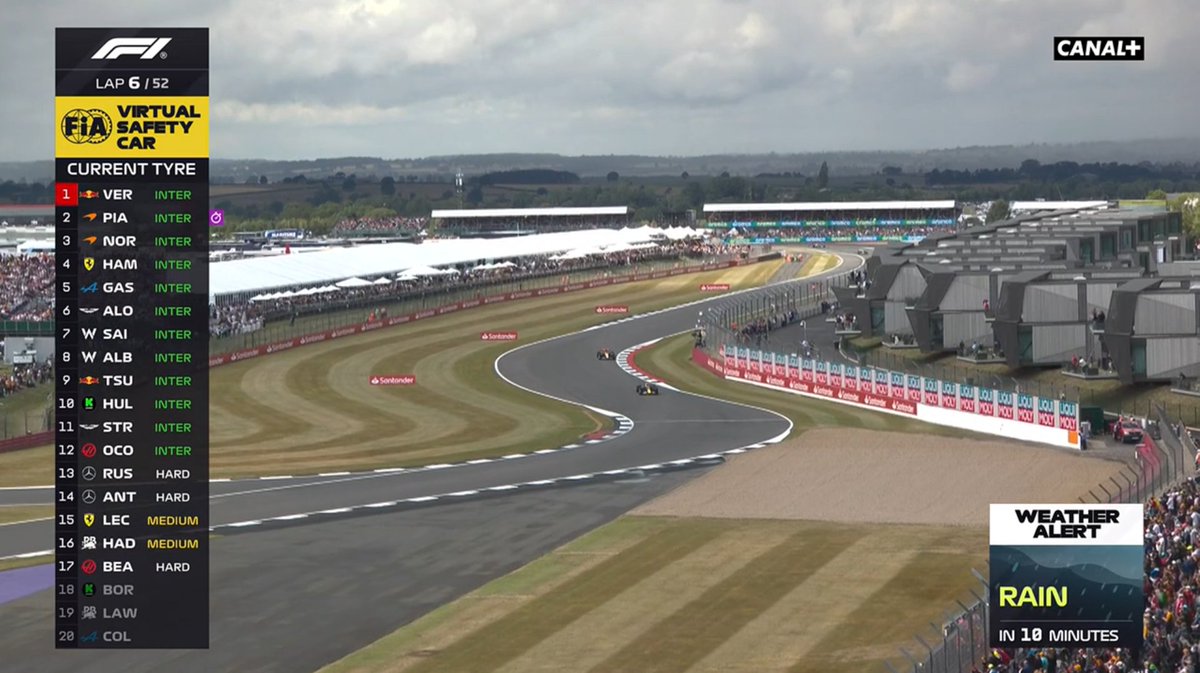 ThePitLaneF1's tweet photo. 🌧️ De fortes averses sont attendues sur le circuit de #SilverstoneGP d’ici une dizaine de minutes. https://t.co/eCE65yFKcw