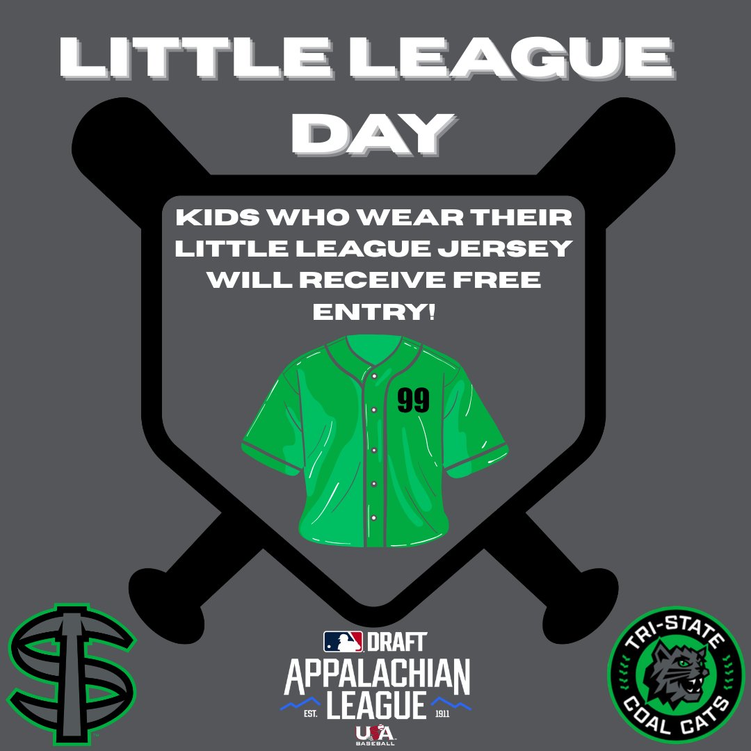 It's another Little League day here at Jack Cook Field! Your jersey is your ticket today! Come spend the day at the ballpark with us. 🐾⚾
#CoalCatsBaseball