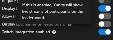 Any other host didn't see any Twitch embedded links on their leaderboards lately? 

I swear, my setting was always ON, but it's as if it's not working properly...