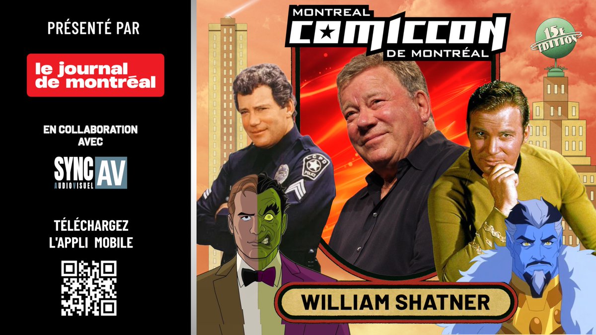 🎤Ne manquez pas William Shatner sur scène à 11 h dans la salle de conférence principale 516C, présentée par Le journal de Montréal!
***
🎤Don’t miss William Shatner on stage at 11:00 a.m. in Main Events, 516C, presented by Le journal de Montréal!