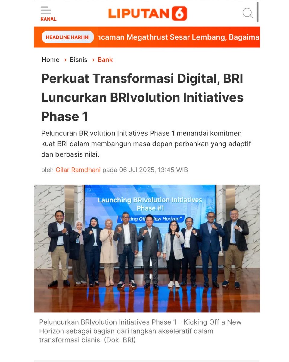 widodoragill's tweet photo. π BRI meluncurkan BRIvolution Initiatives Phase 1! Tonggak penting untuk akselerasi transformasi bisnis & membangun masa depan perbankan yang adaptif & bernilai. #BRIvolution #BRI #BankRakyatIndonesia #qrisbri https://t.co/tos1I8jHAk