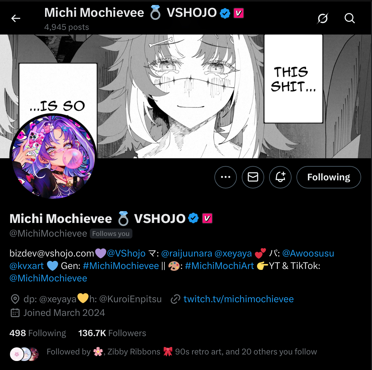 Squish_a_Rever's tweet image. How did I not notice that MICHI MOCHIEVEE FOLLOWED ME OMG
Dreams do come true
my ego has never been more inflated in my life(not that it was large to begin with)