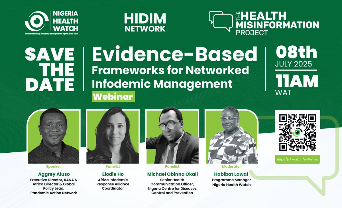 Health misinformation threatens lives and weakens public trust in health systems. How do we build stronger, evidence-based frameworks to counter it across Africa?

Join us on July 8 at 11 AM WAT for a vital conversation on infodemic management and networked solutions.

Register