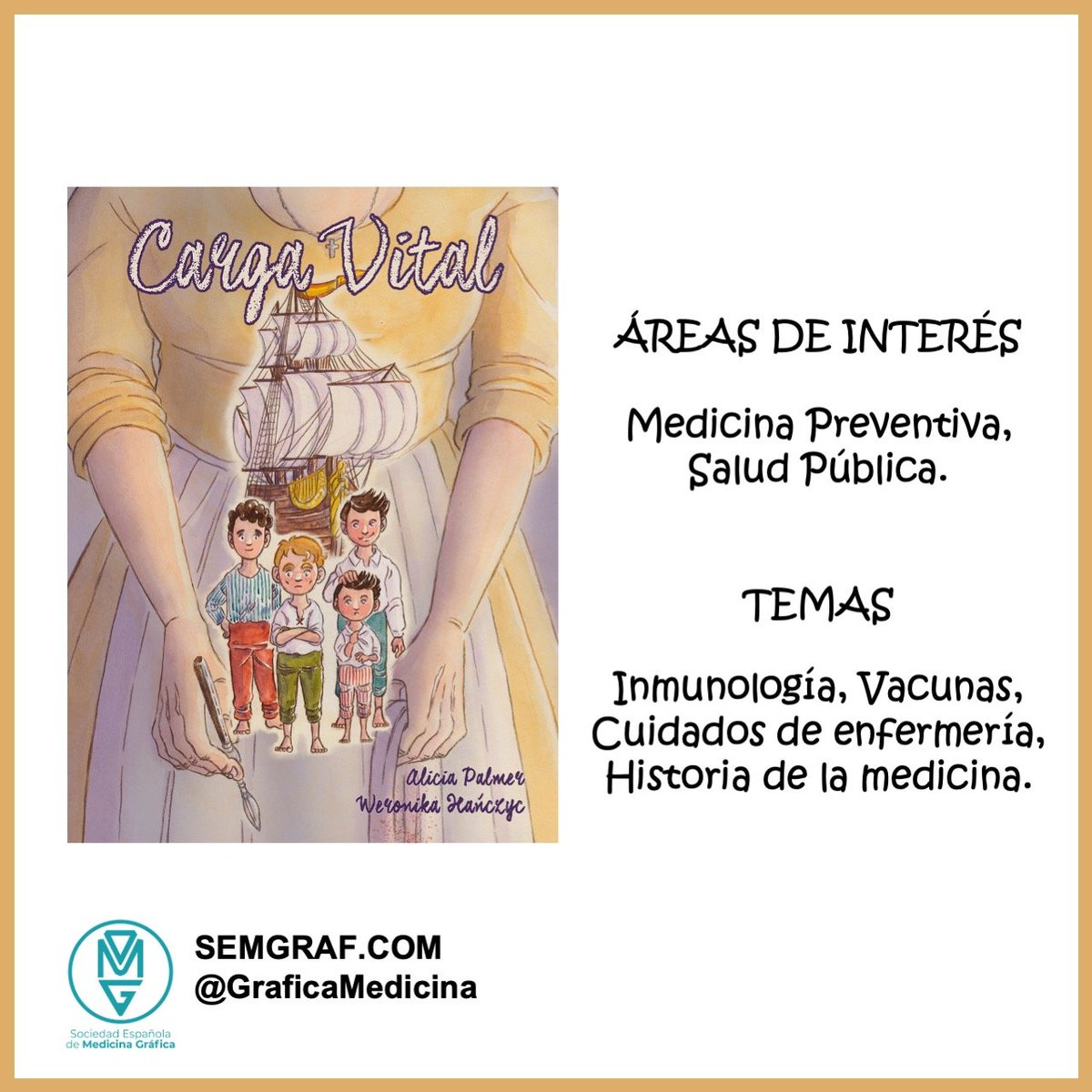 Medicina-Grafica (SEMGRAF) (@graficamedicina) on Twitter photo Ya tenemos nuestra reseña de #MedicinaGráfica. Hoy es trabajo de <a href="/rafael_rmarron/">Rafa Marron</a> . Un precioso cómic histórico sobre la gesta de vacunación de viruela en las Américas.
Carga Vital. Autoras Alicia Palmer y <a href="/werczyc/">Weronika Hanczyc</a>
Publicado por <a href="/Casca_borra/">Cascaborra Ediciones</a>
semgraf.com/resena/carga-v… Ya tenemos nuestra reseña de #MedicinaGráfica. Hoy es trabajo de <a href="/rafael_rmarron/">Rafa Marron</a> . Un precioso cómic histórico sobre la gesta de vacunación de viruela en las Américas.
Carga Vital. Autoras Alicia Palmer y <a href="/werczyc/">Weronika Hanczyc</a>
Publicado por <a href="/Casca_borra/">Cascaborra Ediciones</a>
semgraf.com/resena/carga-v…