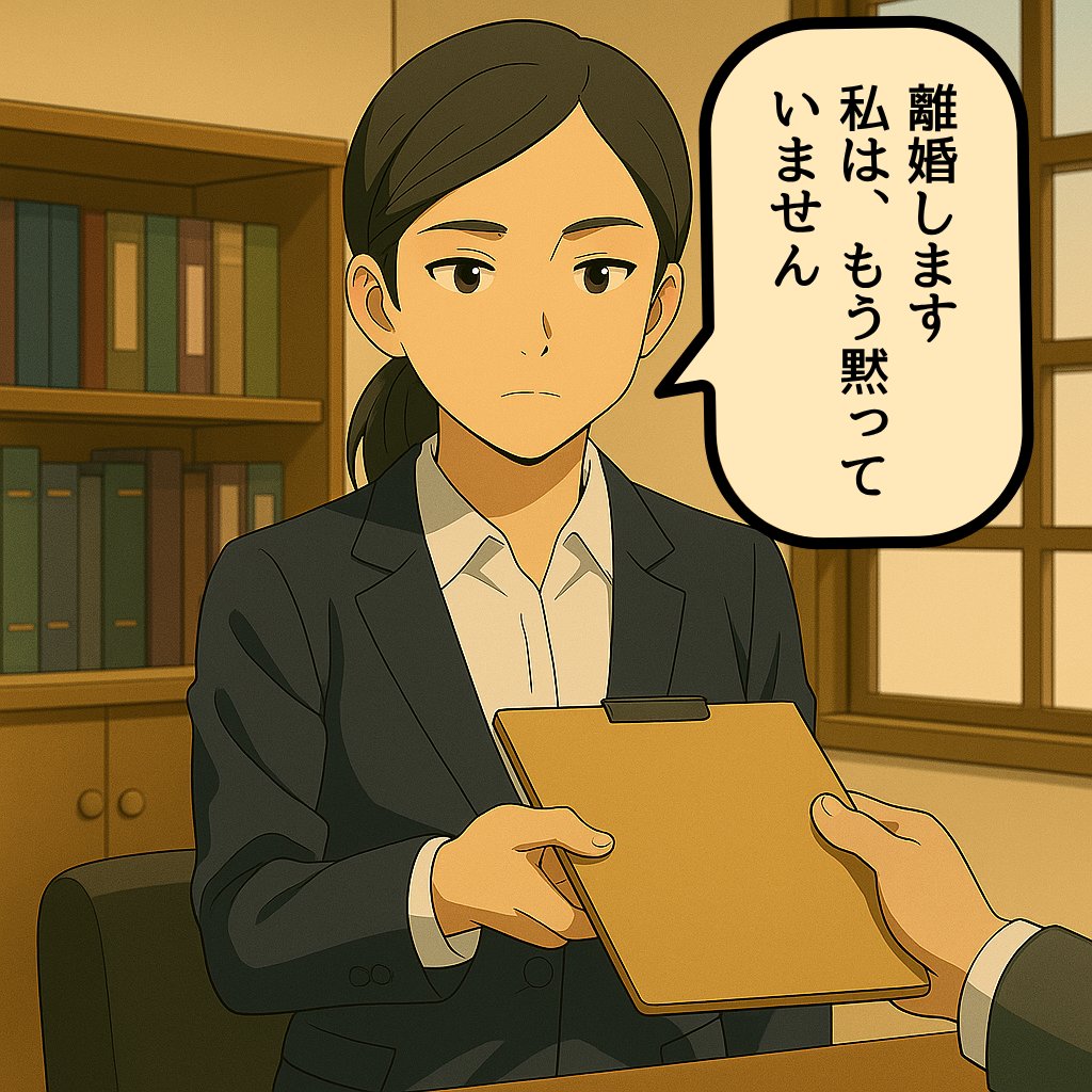 【100日後に夫婦を離婚させたい娘の物語：58日目】
弁護士事務所にて、母が探偵から受け取った証拠ファイルを差し出す。その静かな声には、揺るがぬ決意が込められていた。