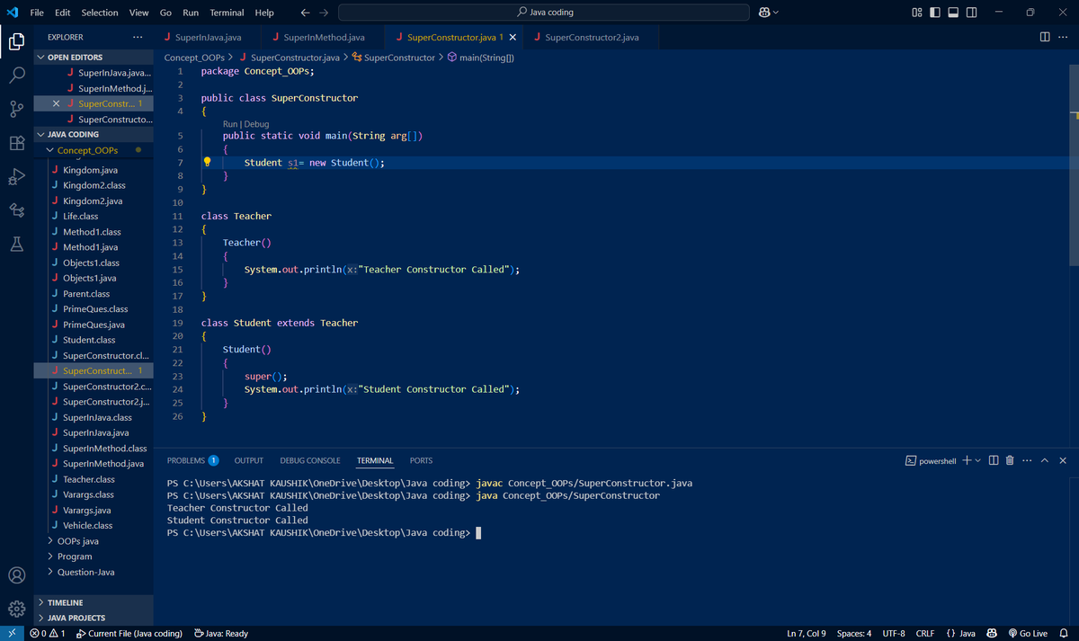 kaushk_akshat's tweet photo. CONCEPT 

Super Keyword
>> Basically, it helps in calling the methods and objects of the Parent class from the child class
#Java #OOPs #Concept #superkeyword #CodingJourney https://t.co/kVNy9LdUkX