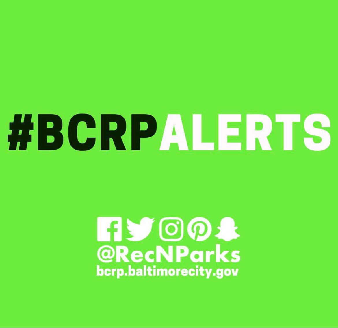 #BCRPAlert (7/6/25): Due to mechanical issues, Clifton Park Pool is closed TODAY.

Coldstream and Ambrose Kennedy Neighborhood Pools will open TODAY at 11 am.

We apologize for the inconvenience.

#Baltimore #pool
