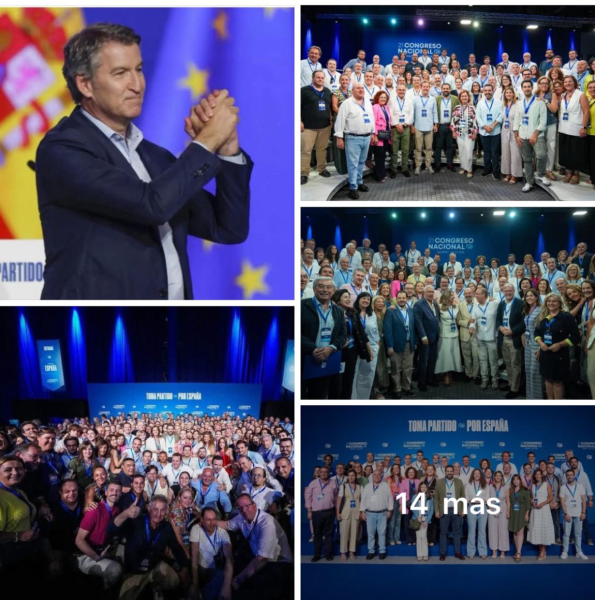 Enhorabuena <a href="/NunezFeijoo/">Alberto Núñez Feijóo</a> y compañeros elegidos. Derribar “muro del sanchismo corrupto” tarea de todos. 
Un congreso histórico y  4.000  hemos vivido. 
El discurso/compromiso Presidente memorable y de ESTADO 
El bien de España y de españoles en DEMOCRACIA nuestro objetivo.