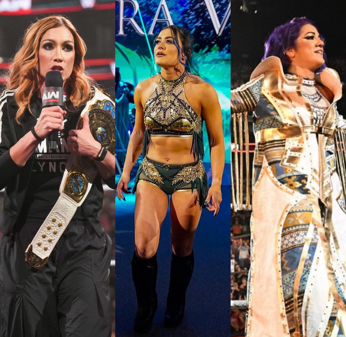 WrestleOps's tweet image. Becky Lynch v Lyra Valkyria v Bayley for the Intercontinental Championship is officially set for ‘EVOLUTION 2.’