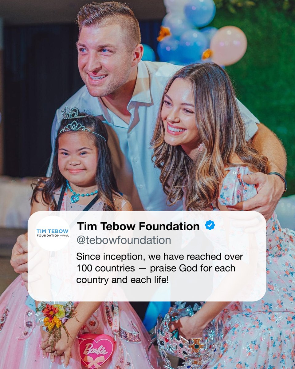 tebowfoundation's tweet image. We are so grateful to celebrate the incredible milestone of reaching more than 100 countries since we began! We praise God for each country and each life impacted by Faith, Hope and Love!
Because every life is valuable to God, we run urgently toward people in chaos, crisis,…