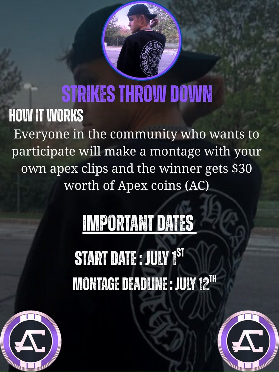My tournament is still going for 3,000 apex coins. Entries go until the 12th. To be entered, post a montage with #strikesthowdown. Winner will be announced next week.