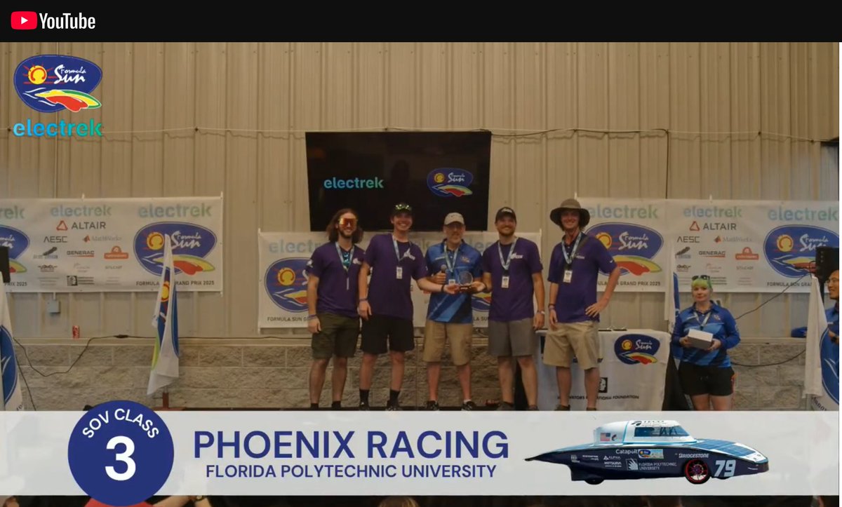 DevinStephenson's tweet image. Congratulations to the @FLPolyU Phoenix Racing Team for finishing 3rd place at the 2025 Formula Sun Grand Prix this week. Our Phoenixes finished ahead of Western Michigan U, U of Florida, U of Washington, U of California/Berkeley, Virginia Tech, and the U of Texas/Austin.