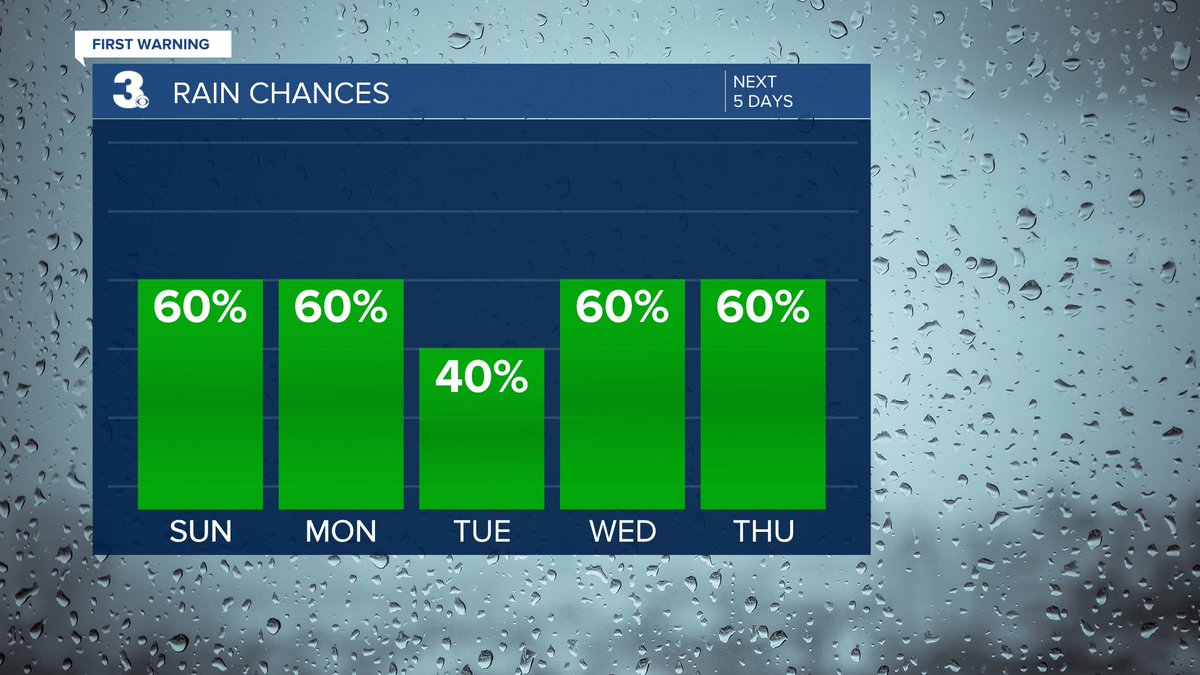 RickeyLRoss's tweet image. SOGGY 📷
Several chances for showers &amp;amp; storms ahead
Rain from Chantal today and tomorrow
A stationary front lingers for the rest of the week
wtkr.com/weather
#FirstWarn3