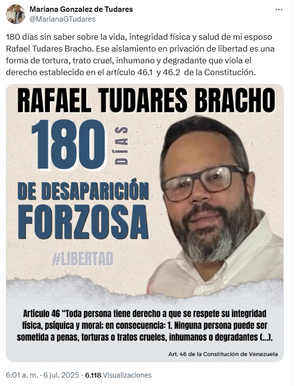 EVTV (@evtvmiami) on Twitter photo #EsNoticia | Mariana González de Tudares (<a href="/MarianaGTudares/">Mariana Gonzalez de Tudares</a> ) esposa de Rafael Tudares denuncia 6 meses de aislamiento y tratos crueles
📲 Más en EVTV.online #EsNoticia | Mariana González de Tudares (<a href="/MarianaGTudares/">Mariana Gonzalez de Tudares</a> ) esposa de Rafael Tudares denuncia 6 meses de aislamiento y tratos crueles
📲 Más en EVTV.online