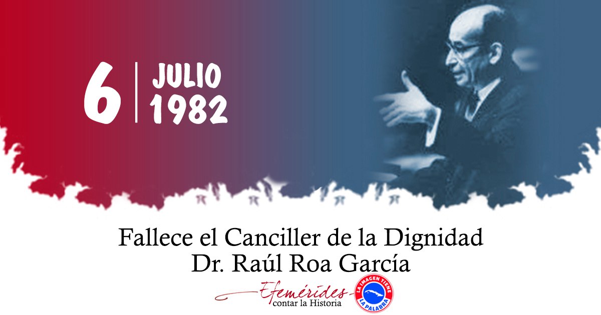 Raúl Roa García, el Canciller de la Dignidad, está presente no sólo en el recuerdo, sino en la defensa consecuente de #Cuba por nuestra #DiplomaciaRevolucionaria y por el pueblo que la sustenta. #DePieYCombatiendo