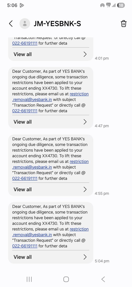 Rishikesh0102's tweet photo. Please don't send this msg and email again more than 500+ msg and email received in a single day @YESBANK @nsitharaman @RBI @PMOIndia https://t.co/dnQcwP8qSy
