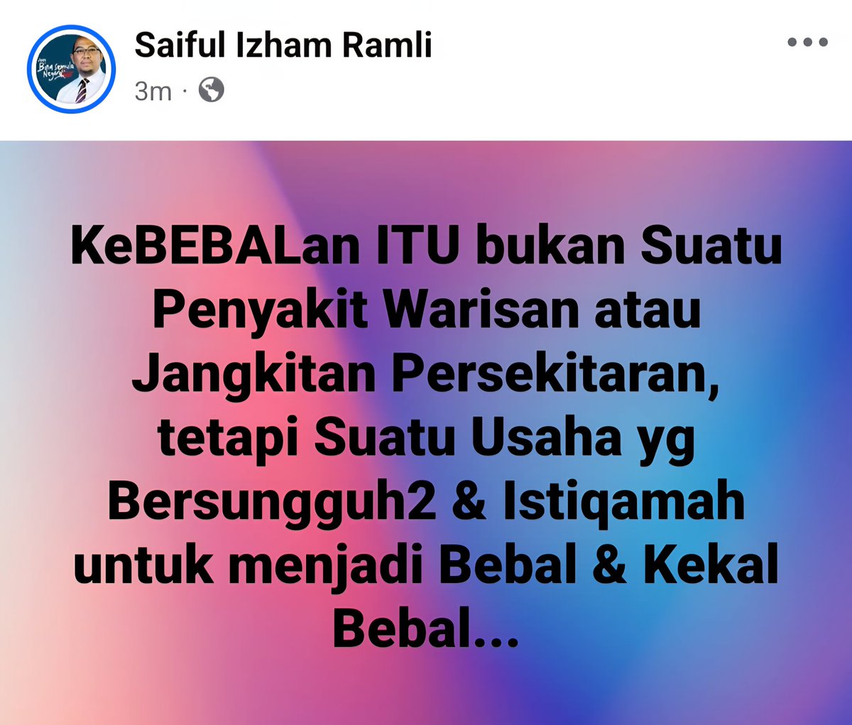 saifulramli's tweet image. KeBEBALan ITU bukan Suatu Penyakit Warisan atau Jangkitan Persekitaran, tetapi Suatu Usaha yg Bersungguh2 & Istiqamah untuk menjadi Bebal & Kekal Bebal...