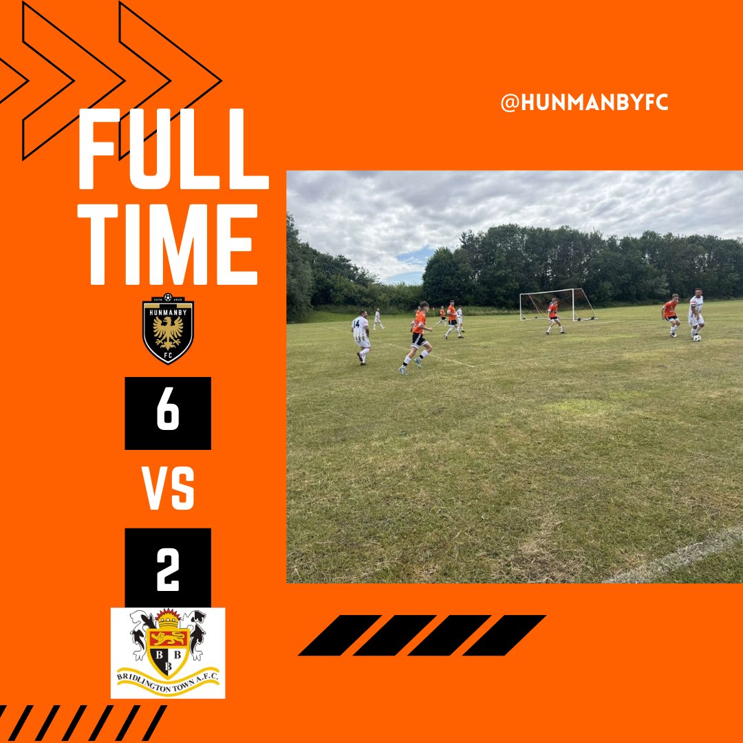 🎉 FULL TIME 🎉 In our first game as a club. Hunmanby FC romp to victory with a 6-2 win over Bridlington Town Vets  

 Thank you to all that came out to support the lads today  
our next fixture is July 13th against <a href="/GoalSportsFc/">Goal Sports FC</a>  at home