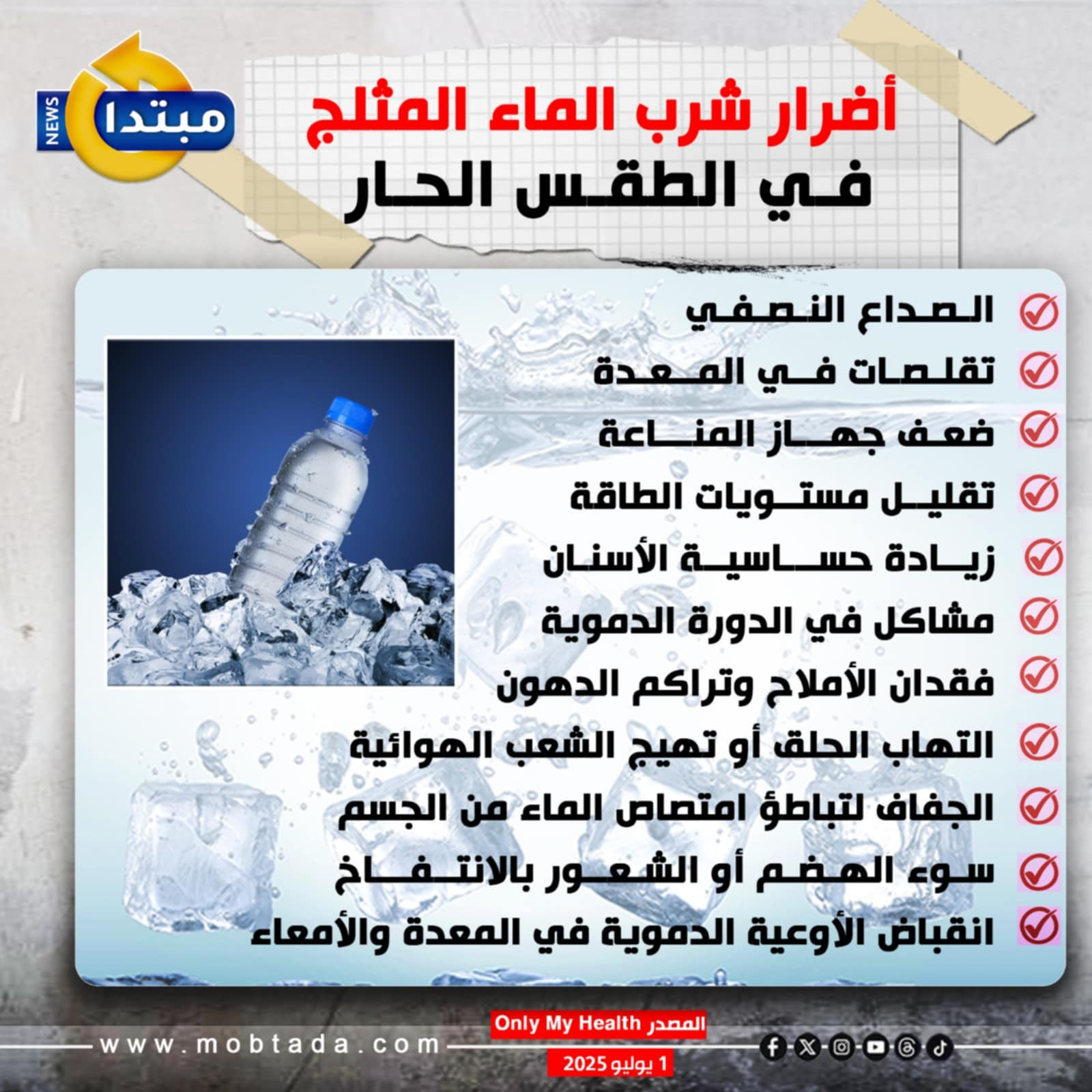أض.رار شرب الماء المثلج في الطقس الحار 