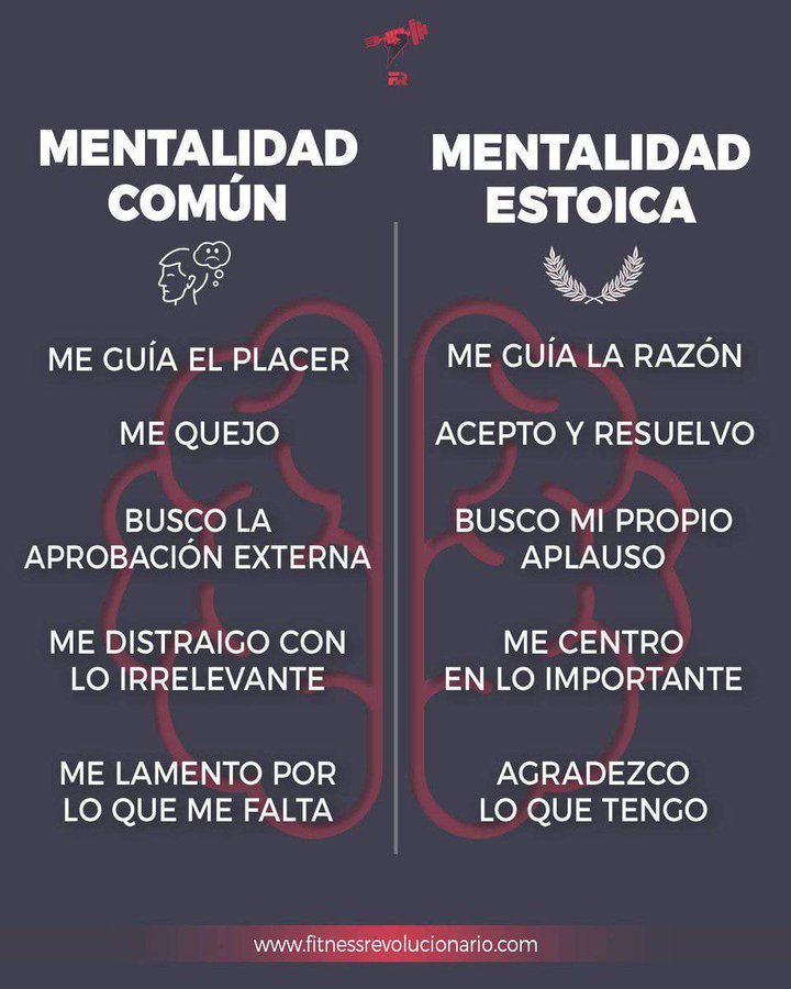 Práctico resumen sobre algunos principios básicos de la mentalidad estoica muy orientado a la mejora de resultados  #infografia de Marcos (Fitrebelde)