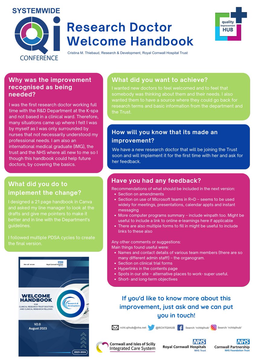 AcademyOfFabStuff (@fabnhsstuff) on Twitter photo At RCHT feedback from staff has been crucial in shaping the Research Doctor Welcome Handbook. Ensuring itโs comprehensive, informative, and aligned with doctors' making a real difference for new team members...
ow.ly/GoFU50U3QV1
<a href="/RoyLilley/">Roy Lilley ๐</a> <a href="/RCHTWeCare/">Royal Cornwall Hospitals NHS Trust</a> At RCHT feedback from staff has been crucial in shaping the Research Doctor Welcome Handbook. Ensuring itโs comprehensive, informative, and aligned with doctors' making a real difference for new team members...
ow.ly/GoFU50U3QV1
<a href="/RoyLilley/">Roy Lilley ๐</a> <a href="/RCHTWeCare/">Royal Cornwall Hospitals NHS Trust</a>