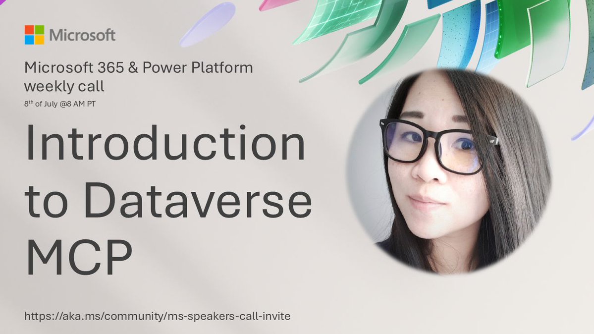 David Warner II (@davidwarnerii) on Twitter photo π Introduction to Dataverse MCP
β’ Live demo in community call on 8th of July 8 AM PST
β’ Presented by <a href="/MsSQLGirl/">Julie Koesmarno</a> (Microsoft) π
β’ Don't miss out! Everyone is welcome!
π Get the invite β aka.ms/community/ms-sβ¦
#Microsoft365dev #PowerPlatform #Dataverse π Introduction to Dataverse MCP
β’ Live demo in community call on 8th of July 8 AM PST
β’ Presented by <a href="/MsSQLGirl/">Julie Koesmarno</a> (Microsoft) π
β’ Don't miss out! Everyone is welcome!
π Get the invite β aka.ms/community/ms-sβ¦
#Microsoft365dev #PowerPlatform #Dataverse