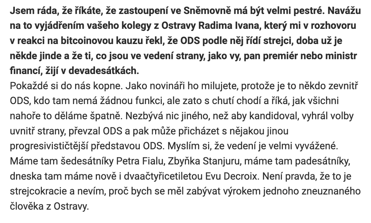 radim_ivan_57's tweet photo. Když vás Marek Benda veřejně označí za „zneuznaného člověka z Ostravy“, víte, že jste někomu šlápli na kuří oko.

Strejcové si myslí, že vliv ve straně se získává funkcí. Pravda? Opravdový vliv vzniká z důvěry lidí, síly myšlenky a odvahy říkat věci nahlas.

Strejc není věk, strejc je stav mysli.

A že mám vliv? Díky, že jste si toho všimli.

(P.S. Jsem předsedou jednoho z největších sdružení v celé ODS, člen regionální rady. Ale chápu, že to v Praze nejde vidět přes zakouřená okna poslaneckého klubu.)