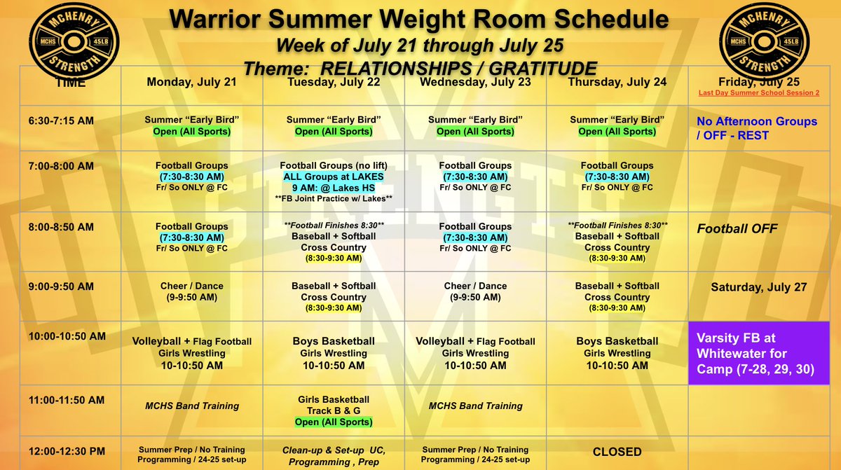 McHenryStrength's tweet image. Summer Training Resumes Next Week.
GO WARRIORS! #OneMoreRep
#WarriorPride156 #MakeYourMark