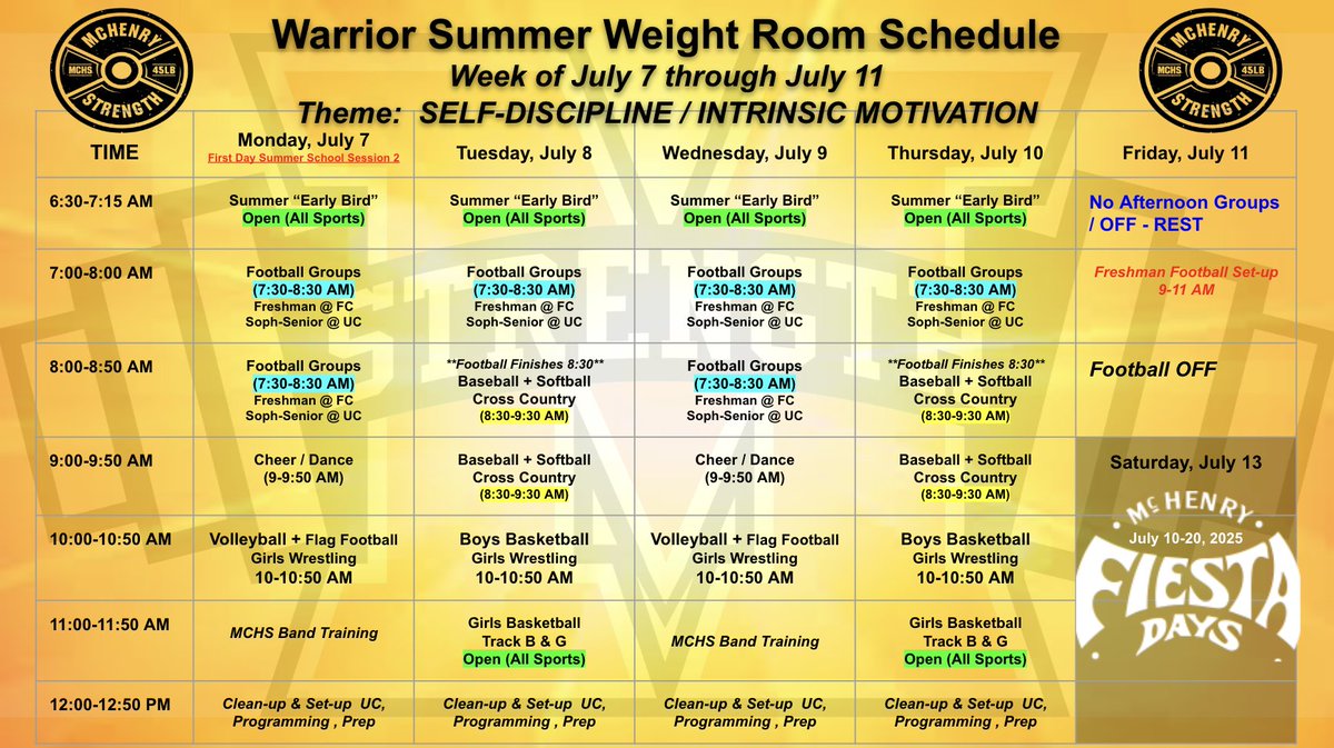 McHenryStrength's tweet image. Summer Training Resumes Next Week.
GO WARRIORS! #OneMoreRep
#WarriorPride156 #MakeYourMark
