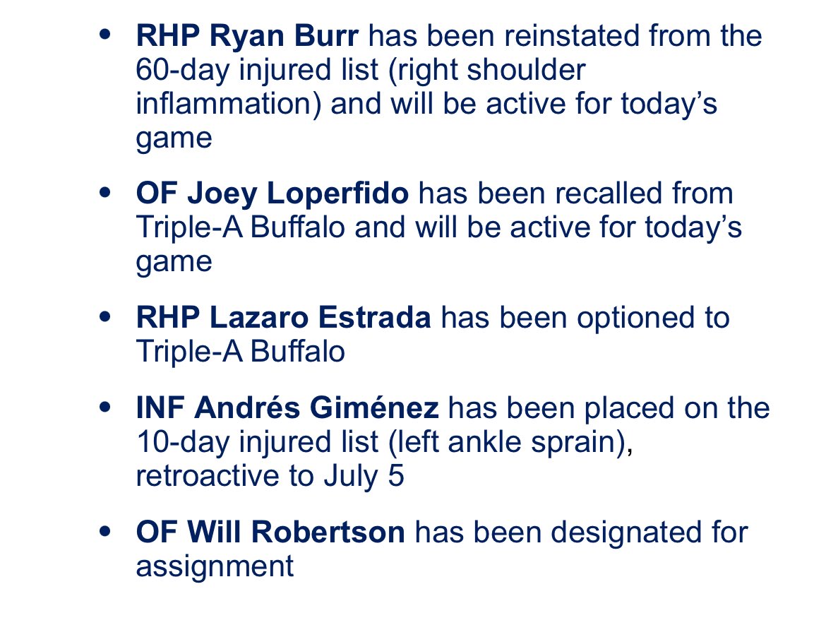 Big batch of roster moves pre-game from the #BlueJays: