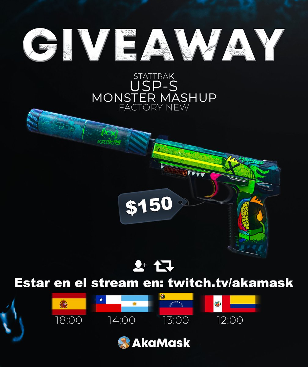 🎁SORTEO USP MONSTER MASHUP

💰+$150

Requisitos:
✅Follow &amp; RT
✅Estar en el stream hoy

GL❤️
