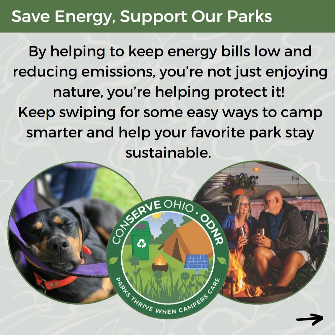 OHStateParks's tweet image. Summer heat = higher energy + water use 🌞
Help our state parks stay green 💡🚿🌿
Quick tips to camp cool:
✔️ Unplug
✔️ Short showers
✔️ Conserve daily
@ohiodnr @OHHeartofitall
