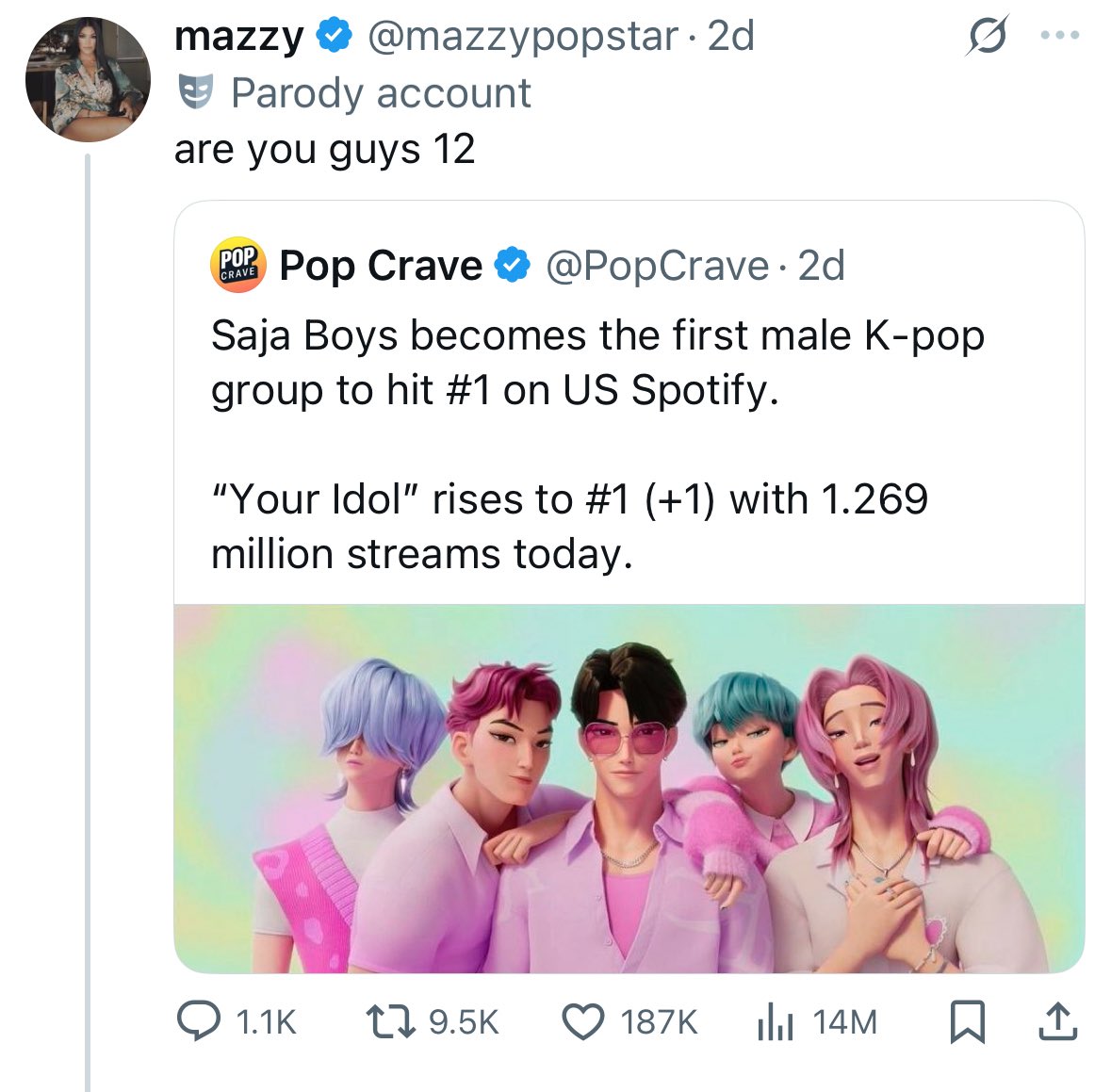 God forbid ppl just like listening to music bye