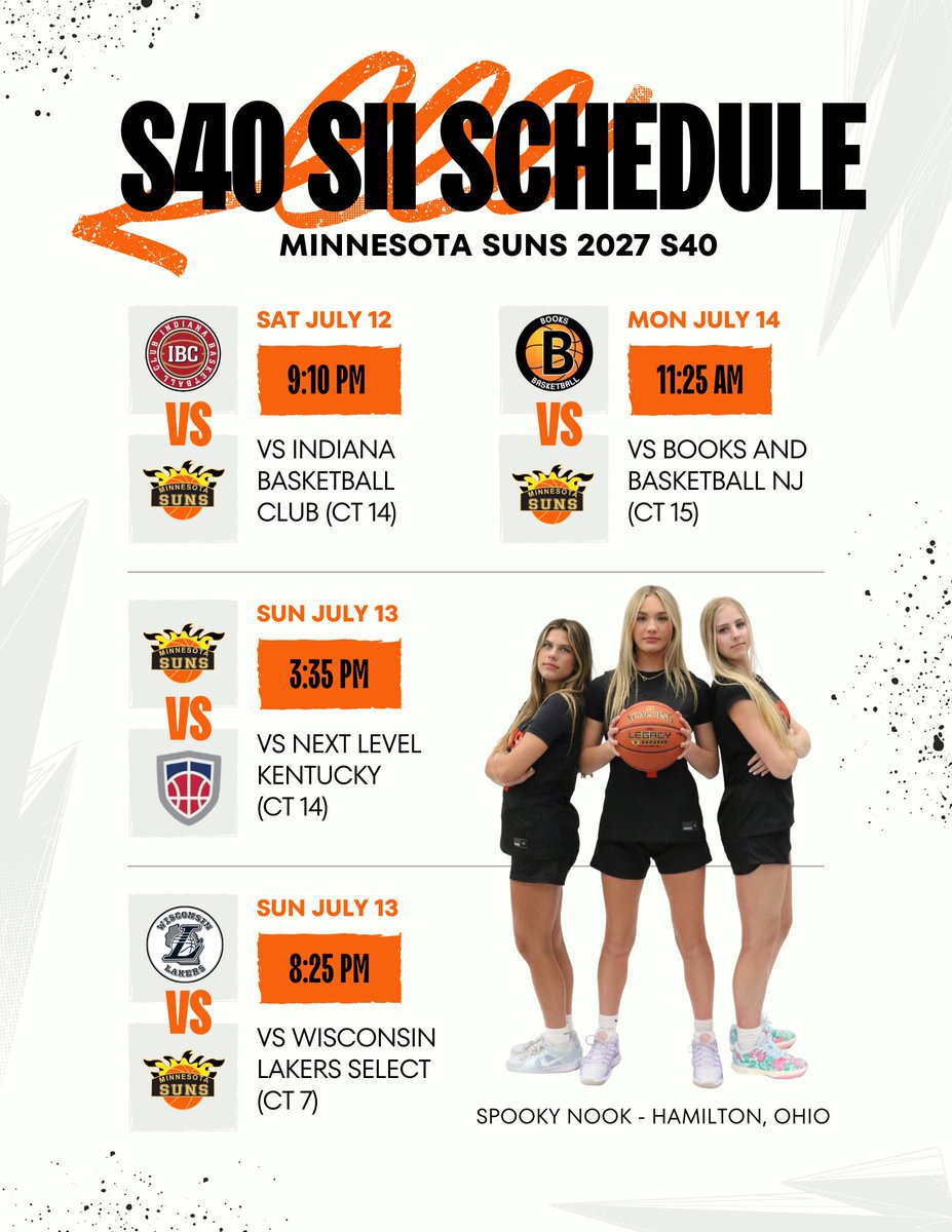 Abby Notch (@coachnotch) on Twitter photo Nothing like S40 weekends 🏀👏🏽 Session 2 is here - time to work 🫡
📆 July 12-14
📍 Spooky Nook - Hamilton, Ohio
<a href="/MNSunsbball/">MNSuns</a> <a href="/Aniyrah08/">Aniyrah</a> <a href="/AriKeating1/">Ari Keating</a> <a href="/AveryLanari/">Avery Lanari</a> <a href="/elise_m18/">Elise McMillen</a> <a href="/grace_MP1/">Grace Meier</a> <a href="/graceeernisse/">Grace Eernisse</a> <a href="/JulietteBrill/">Juliette Brill</a> <a href="/MieraBobbe/">Miera Bobbe</a> <a href="/neemasimbeye1/">Neema Simbeye</a> Nothing like S40 weekends 🏀👏🏽 Session 2 is here - time to work 🫡
📆 July 12-14
📍 Spooky Nook - Hamilton, Ohio
<a href="/MNSunsbball/">MNSuns</a> <a href="/Aniyrah08/">Aniyrah</a> <a href="/AriKeating1/">Ari Keating</a> <a href="/AveryLanari/">Avery Lanari</a> <a href="/elise_m18/">Elise McMillen</a> <a href="/grace_MP1/">Grace Meier</a> <a href="/graceeernisse/">Grace Eernisse</a> <a href="/JulietteBrill/">Juliette Brill</a> <a href="/MieraBobbe/">Miera Bobbe</a> <a href="/neemasimbeye1/">Neema Simbeye</a>