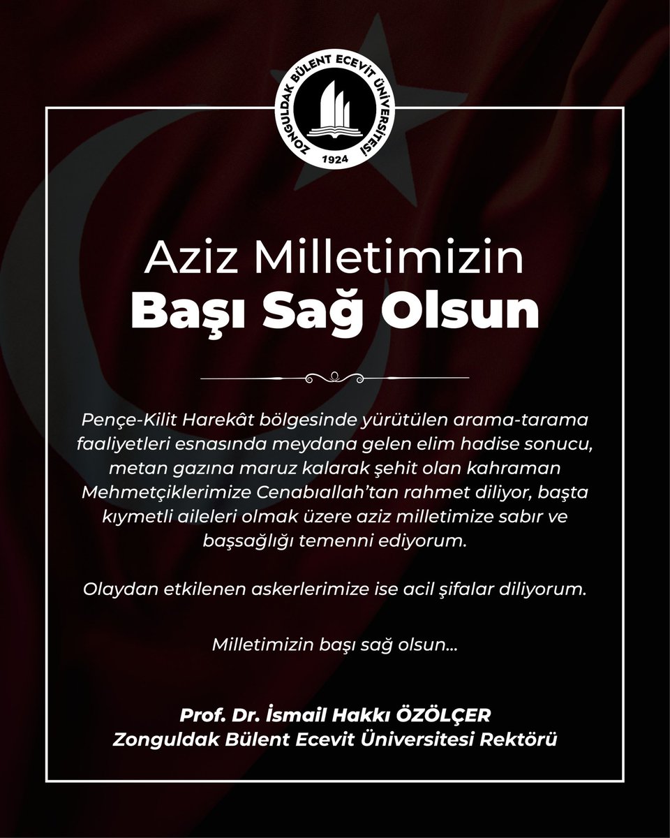 Prof. Dr. İsmail Hakkı ÖZÖLÇER 🇹🇷 (@ihozolcer) on Twitter photo Aziz Milletimizin başı sağ olsun.
#Şehit #BaşımızSağOlsun #Beun <a href="/beunedutr/">Zonguldak Bülent Ecevit Üniversitesi</a> Aziz Milletimizin başı sağ olsun.
#Şehit #BaşımızSağOlsun #Beun <a href="/beunedutr/">Zonguldak Bülent Ecevit Üniversitesi</a>