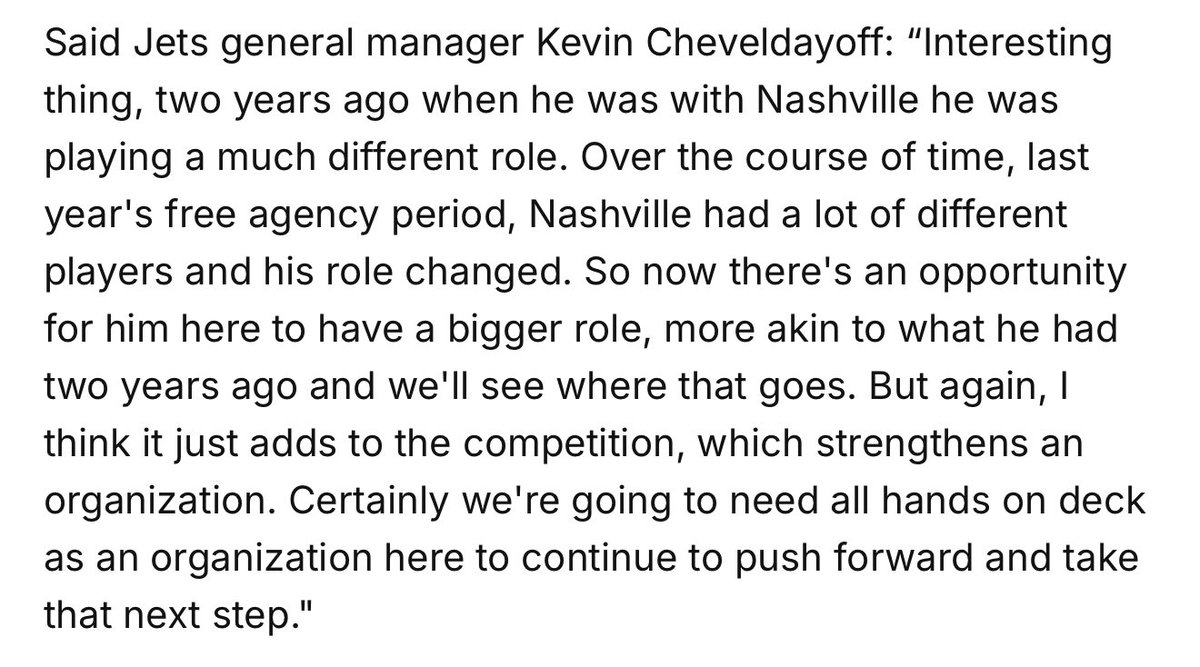 Nyquist, who once led the NCAA in scoring, could easily find himself in the #NHLJets top 6.

A four-time 20G scorer, the vet of 863 NHL games is one year removed from the best offensive season of his career (23-52–75, 81GP)

Cheveldayoff: