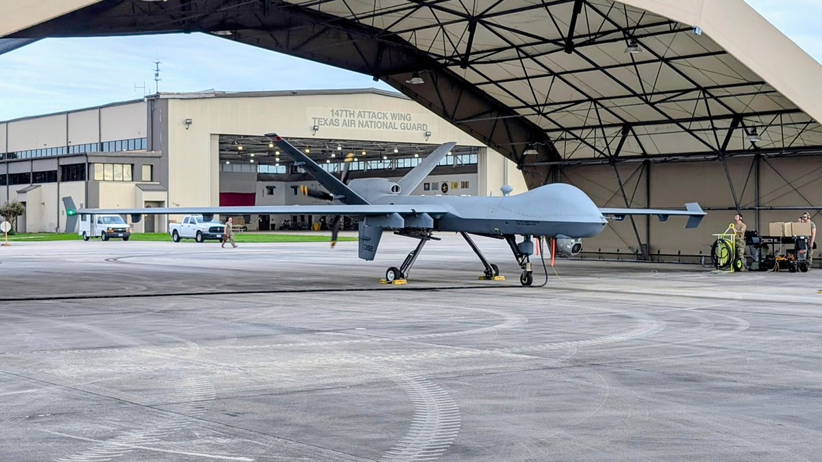 TXMilitary's tweet image. Texas Air National Guardsmen from the 147th Attack Wing are using MQ-9 drones for critical search and rescue missions today. The unarmed MQ-9 Reaper Remotely Piloted Aircraft (RPA), has tremendous technological capabilities to gather high-resolution imagery and assess the impact…