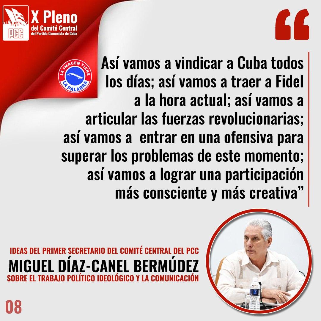 🔴🔵🟢| ...Vamos a vindicar a #Cuba todos los días; vamos a traer a #Fidel a la hora actual;así vamos a articular las fuerzas revolucionarias;así vamos a entrar en una ofensiva para superar los problemas de este momento;así vamos a lograr una participación consciente y creativa.