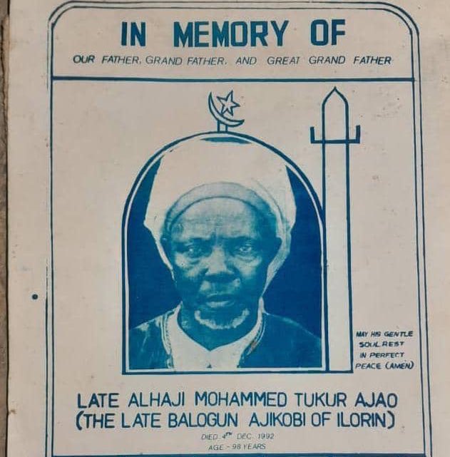 Balogun Muhammad Tukur Ajao (1984-1992) was the first educated and progressive traditional member of the Emir's Council; previously Asst. NA Treasurer, District Head of Ipaiye (1932-1951); Balogun Ajikobi 1951-1992 and Balogun Agba c1980-1992.