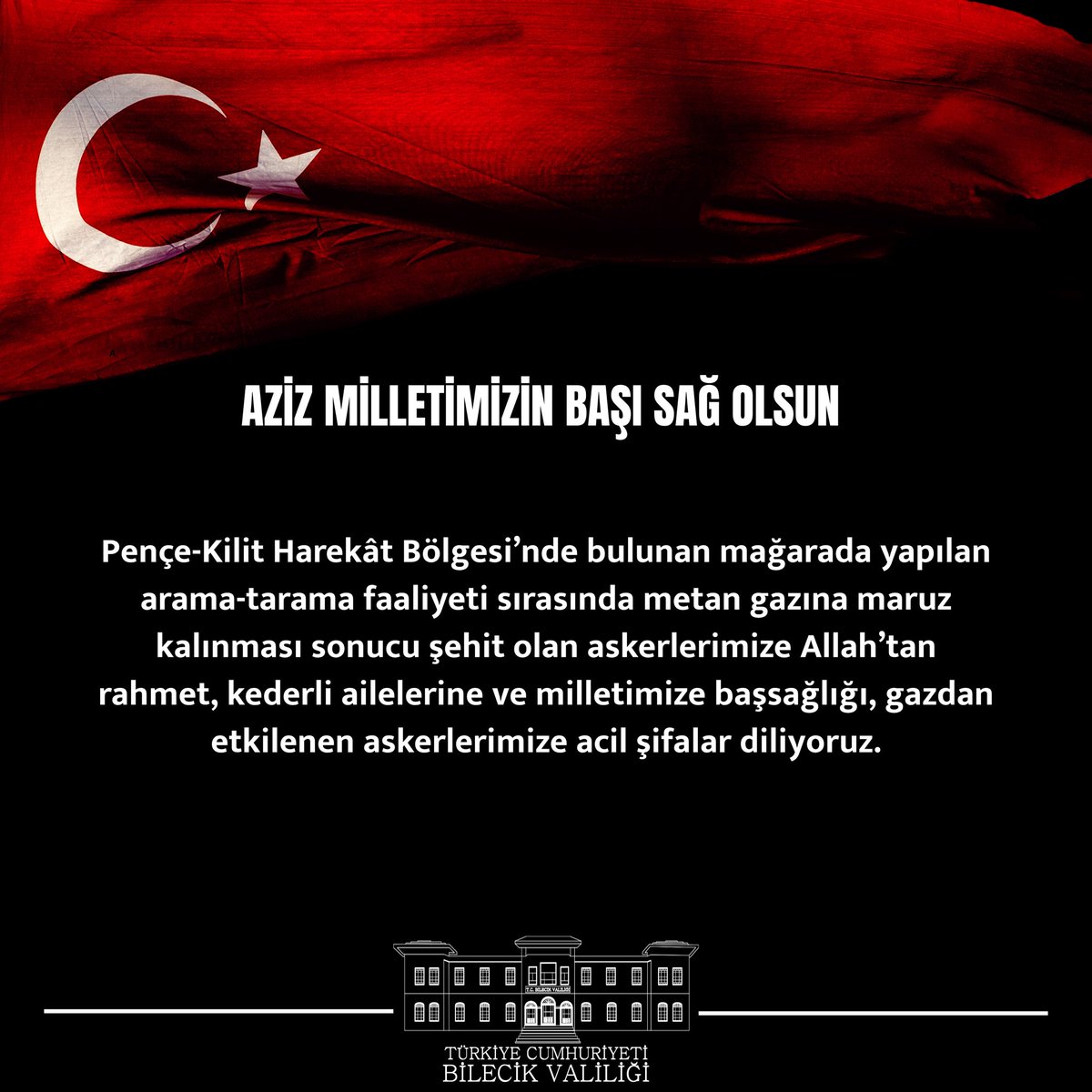 Bizleri derin bir acı ve üzüntüye boğan bu elim olayda hayatını kaybeden aziz şehitlerimize Allah’tan rahmet, kederli ailelerine, Türk Silahlı Kuvvetlerimize ve asil milletimize başsağlığı ve sabır; etkilenen personelimize acil şifalar dileriz🇹🇷