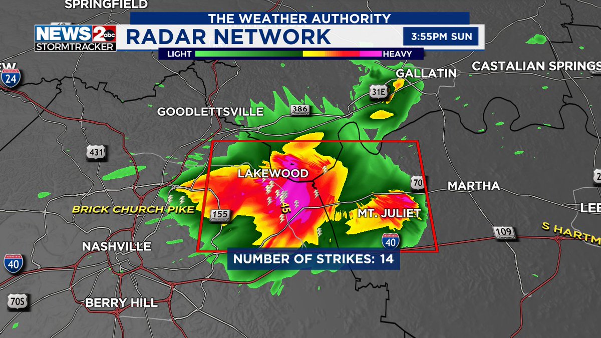 Decent gully washer going on in the Lakewood-Old Hickory area, extending into Mt. Juliet, drifting northeast.  Lightning should get people off the golf course and Old Hickory Lake.